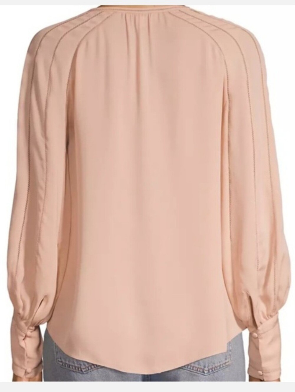 Joie ‘Aban’ Ladder Stitch Blouse Peasant Balloon Sleeve Top Pink, Women's Size S - Picture 3 of 12